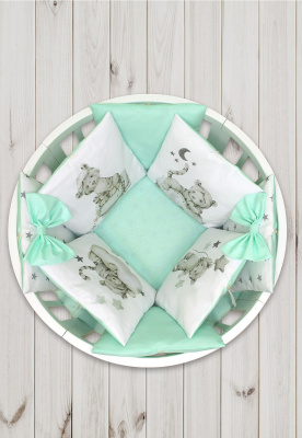 Борт - охранник 4-х сторонний "Лапусяки" (САТИН) ш4468*  ("Тигруля" - салатовый)