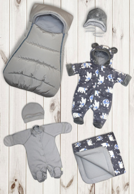 "КОШКИ/МИШКИ" ш230/25 - комплект на выписку (серый)