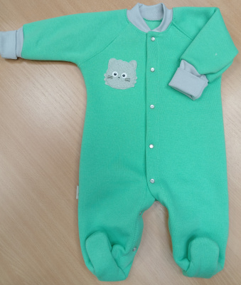 Комбинезон без подкладки (толстый футер) ш304/11* (зелёный (салатовый) (р-р 68см))