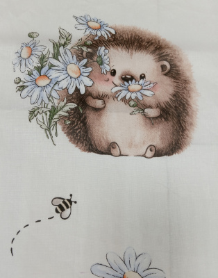 КПБ "Качели" (простыня на резинке 120х60см, БЯЗЬ) ш2329* ("Ежик" - кремовый)