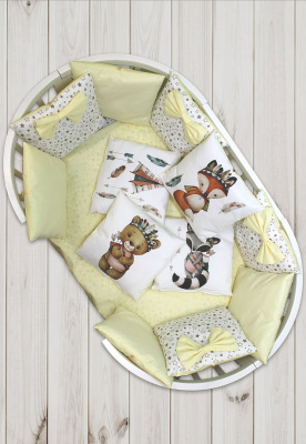 Борт - охранник 4-х сторонний "Лапусяки" (САТИН) ш4468*  ("Охотник" - капучино)