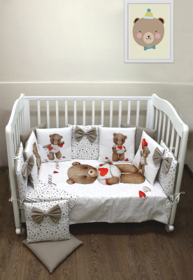 "ЛАПУСЯКИ" ш4269/0 - комплект в кроватку (без балдахина) ("Сладкий сон" - серый)