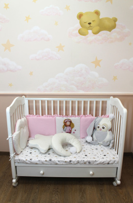 Борт-охранник 3-х сторонний "Флюшик-Джаз" ш4477 ("Кукла Миланья" - розовый)