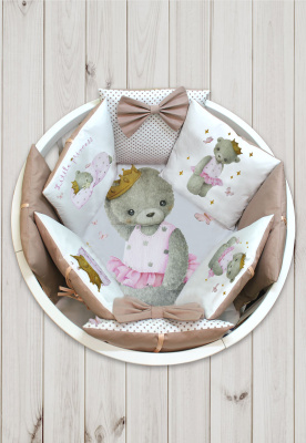 "ЛАПУСЯКИ" ш4269/0 - комплект в кроватку (без балдахина) ("Мишка принцесса" - серый)