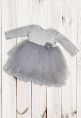 Платье детское "Милори" ш111/100 (серый (р-р 68-74см))