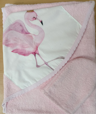 Пелёнка с уголком + варежка (95х95см) ш650/31*  ("Ассорти" - розовый)