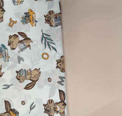 "ЛЕСНАЯ ПОЛЯНА" ш4301 - комплект в кроватку (без балдахина) ("Бурундук"- кремовый)