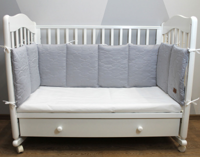 Борт-охранник 4-х сторонний "Енот Сеня-Гоша" ш4491 (серый)