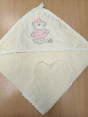 Пелёнка с уголком + варежка "Модница" (75х75см) ш650/47