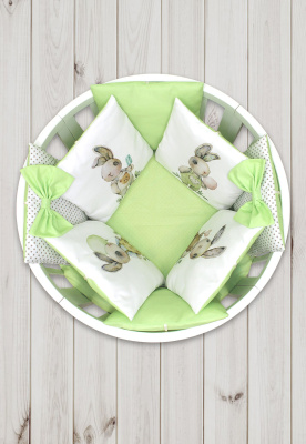 "ЛАПУСЯКИ" ш4269/0 - комплект в кроватку (без балдахина) ("Кролик Крошка"- салатовый)