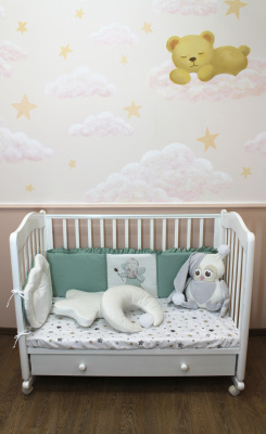 Борт-охранник 3-х сторонний "Флюшик-Джаз" ш4477 ("Фея" - салатовый)