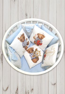 "ЛАПУСЯКИ" ш4269/0 - комплект в кроватку (без балдахина) ("Мишка-юнга" - голубой)