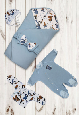"ЦИРК" ш140/5 - комплект на выписку (на синтепоне, интерлок)  (голубой)