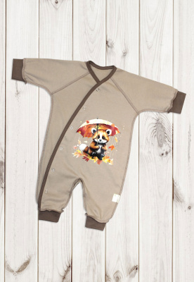 Комбинезон "Енот Сеня-Гоша" (открытые ножки) ш708/11  (капучино (р-р 56см))