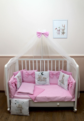 "ПУХЛИКИ" ш4267/0 - комлект в кроватку (с принтом, без балдахина)  ("Мамина радость" - салатовый)