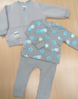 Комплект детский "Енот Сеня-Гоша" ш108/14* (3 предмета) (серый (р-р 68-74))