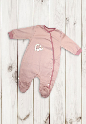 Комбинезон без подкладки "СЛОНИКИ" (интерлок) ш111/9 (розовый (р-р 68-74см))