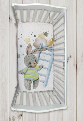 "ЛАПУСЯКИ" ш4269/0 - комплект в кроватку (без балдахина) ("Зайка на луне" - салатовый)