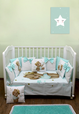 "ЛАПУСЯКИ" ш4265/0*- комплект в кроватку (с принтом, без балдахина) ("Звёздный принц" - капучино)