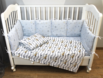"БАЮШКИ" ш4279/0* - комплект в кроватку (без балдахина, на резинке) ("Зайка" - голубой)