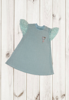 Платье детское "Алёнка" (муслин)  ш111/115 (оливковый (р-р 74-80см))