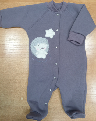 Комбинезон без подкладки "ЁЖИК КАЛИНКА" ш304/12*  (сливовый (р-р 68см))