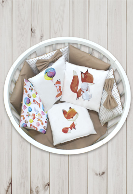 "ЛАПУСЯКИ" ш4269/0 - комплект в кроватку (без балдахина) ("Лисичка с шариком" - светло-коралловый)