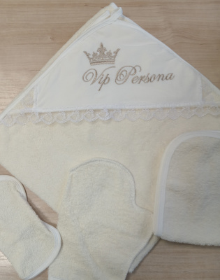 Набор пелёнок "Принц"/"Принцесса" (100х100см,40х60см,варежка) ш650/11 ("Vip Persona")