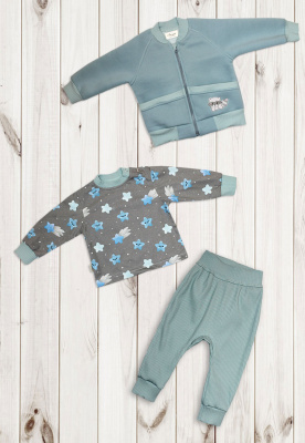 Комплект детский "Енот Сеня-Гоша" ш108/14* (3 предмета) (оливковый ( р-р 68-74))