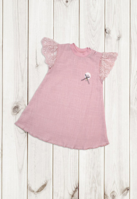Платье детское "Алёнка" (муслин)  ш111/115 (розовый (р-р 74-80см))