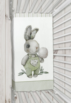 "ПУХЛИКИ" ш4267/0 - комлект в кроватку (с принтом, без балдахина)  ("Кролик Крошка" - серый)