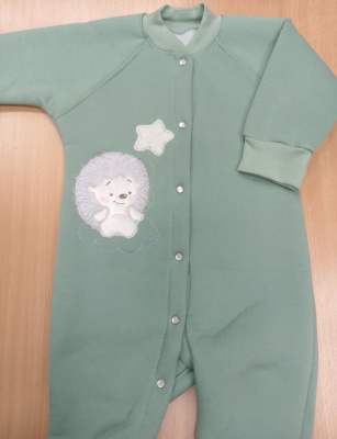 Комбинезон без подкладки "ЁЖИК КАЛИНКА" ш304/12*  (оливковый (р-р 62см))