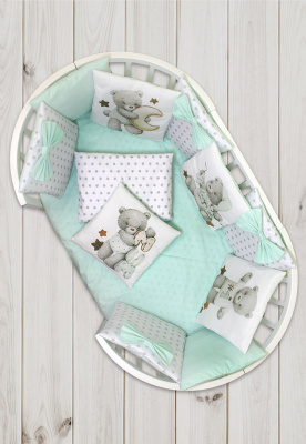 "ЛАПУСЯКИ" ш4265/0*- комплект в кроватку (с принтом, без балдахина) ("Малыш" - салатовый)