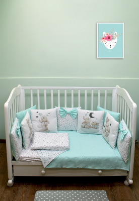 Борт - охранник 4-х сторонний "Лапусяки" (САТИН) ш4468*  ("Мамина радость" - кремовый)