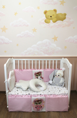 Борт-охранник 3-х сторонний "Флюшик-Джаз" ш4477 ("Подружка" - розовый)