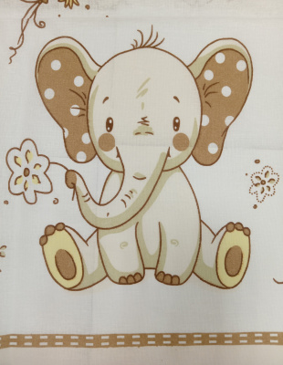 КПБ "Качели" (простыня на резинке 120х60см, БЯЗЬ) ш2329* ("Слоник" - кремовый)