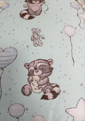 КПБ "Лесная полянка" (простыня на резинке 60х120см, ПОПЛИН) ш2393 (Енот)