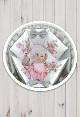 "ПЛЮШИ" ш4275/0 - комплект в кроватку (без балдахина)  ("Зайка Модница" - розовый)