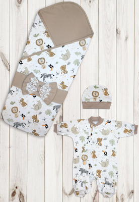 "ПЛАТОШКА - лето" ш150/8* - комплект на выписку (4 предм., интерлок) (кремовый (капучино))