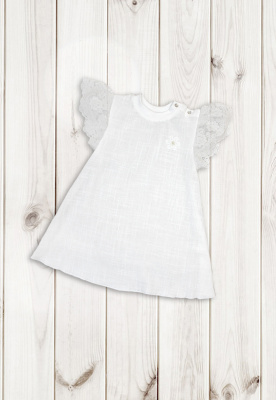 Платье детское "Алёнка" (муслин)  ш111/115 (белый (р-р 74-80см))