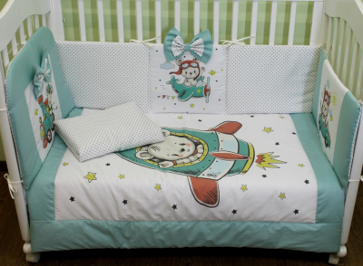 "ПЛЮШИ" ш4275/0 - комплект в кроватку (без балдахина)  ("Путешественник" - серый)