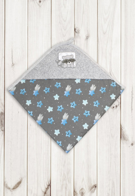 Пелёнка с уголком "Енот Сеня-Гоша" (90х90см) ш650/240 (серый)