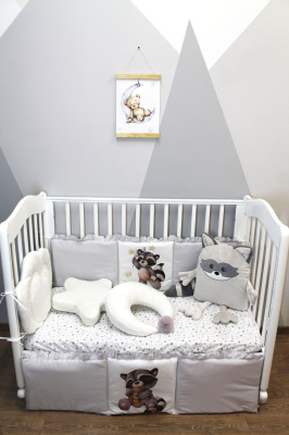 Борт-охранник 3-х сторонний "Флюшик-Джаз" ш4477 ("Енот" - серый)