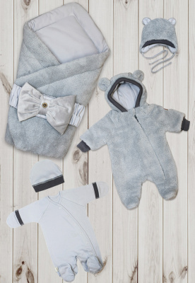 "МИШКА ТОПТЫЖКА" ш220/150 - комплект на выписку  (серый)