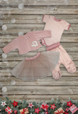 Комплект "Слоники" (4 предмета) ш111/11 (розовый (р-р 56-62см))