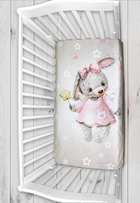 "ЛАПУСЯКИ" ш4265/0*- комплект в кроватку (с принтом, без балдахина) ("Кролик Милашка" - кремовый)