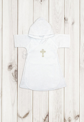 Платье-распашонка с капюшоном для крещения ш010/53**