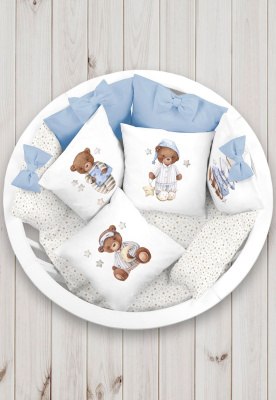 "ЛАПУСЯКИ" ш4269/0 - комплект в кроватку (без балдахина) ("Мишка соня" - голубой)