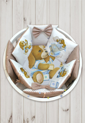 "ПУХЛИКИ" ш4267/0 - комлект в кроватку (с принтом, без балдахина)  ("Собачка" - капучино)