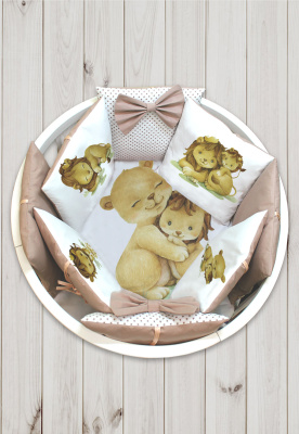 "ПУХЛИКИ" ш4267/0 - комлект в кроватку (с принтом, без балдахина)  ("Львята" - кремовый)